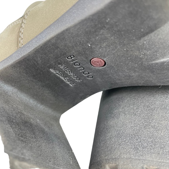 Blondo Waterproof Distressed Dual Side Zipper Genuine Leather Heeled Booties Tan - Picture 8 of 16